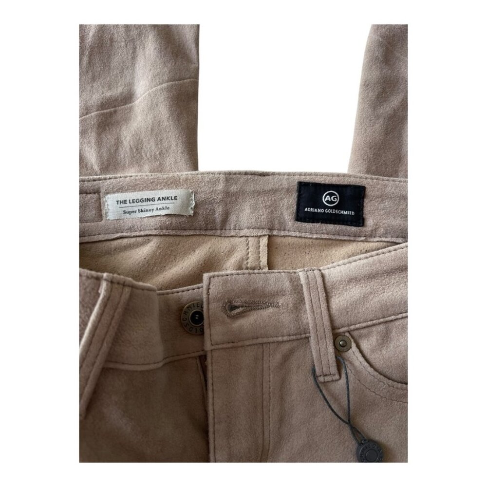 Adriano Goldschmied AG Leather Suede Legging Women's Tan Super Skinny NEW Sz. 25 - Picture 9 of 14